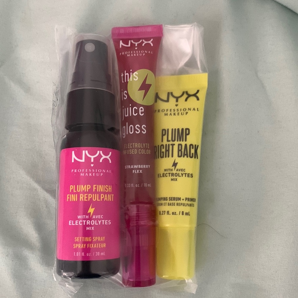 NWT NYX bundle - plumping primer, setting spray, and juice gloss
